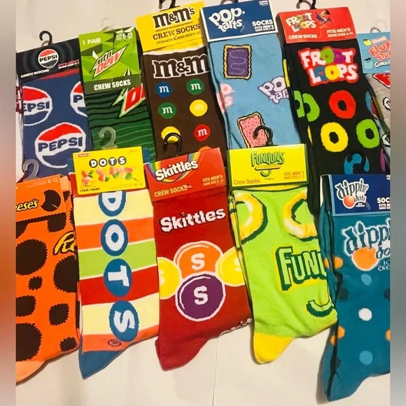 Crazy Crew/Ankle Socks ~ Snacks & Beverages ~ 20 Pairs Total